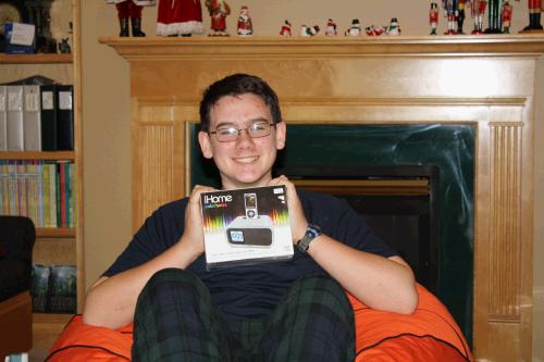 But gifts are fun too....Clark was excited to get an iHome for his iPod!