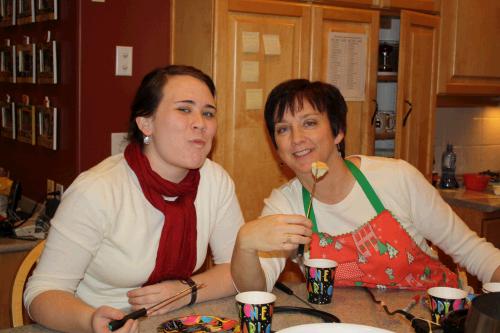 We even managed to fit in our New Year's Eve tradition of having fondue -- we just did it on New Year's Day.  Elliot did his best to make sure nothing got left out!