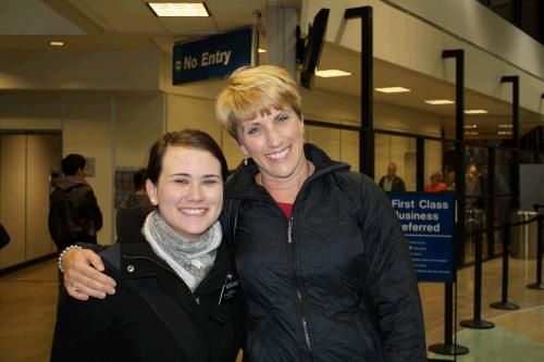 Tess with my sister Melinda -- our two Polish Sister Missionaries.  