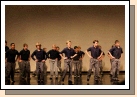 The fifth grade boys have the tradition of doing a Russian folk dance in the yearly dance recital.  They love it!  Everyone claps as the music starts to go faster and faster.
Elliot is on the front row - second from the right.  I think he's actually airborne!