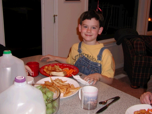 Every year Clark chooses grilled cheese and fries for his birthday dinner - works for me!