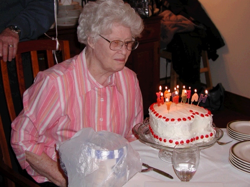 I guess Shirley's mother, Thirza, always made her a valentine cake with red candy hearts since her birthday was so close to Valentine's Day.  