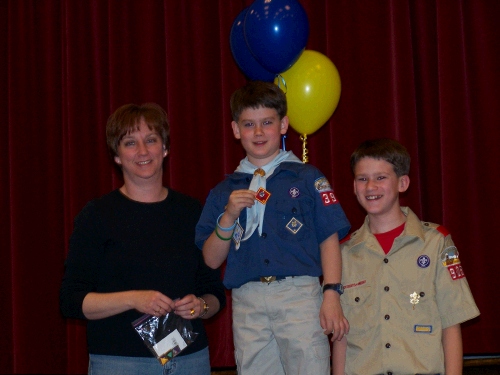 Clark earned his Wolf Badge and having turned 9 years old is now a Bear in the cub scout program.  I have been his wolf leader and got to present him with his award - kinda fun.