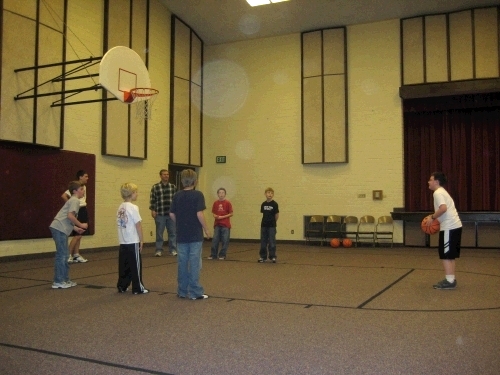 And then we played a real game.  Here Clark is throwing a free throw shot after being fouled.