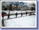 ...and we all bounced our way down to the church for the rest of our b-ball party.