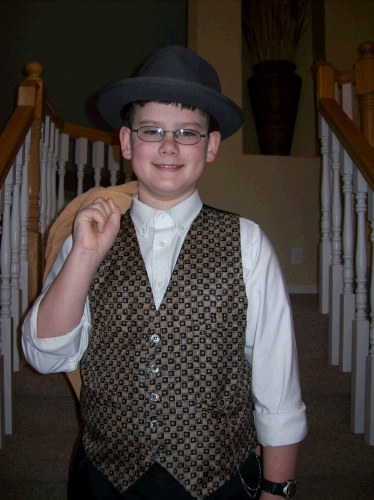 Clark dressed up as Wilbur Wright for Famous American Day in 5th Grade.