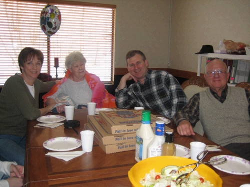 Shirley's birthday party at Sandy Regional.  It was a pizza party!