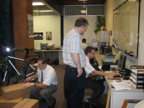 He was just sitting there working on the computer when we walked in.