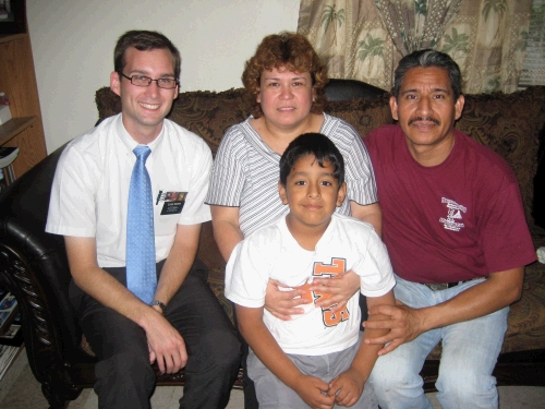 Here we are visiting the Carrasco family in Weslaco.  They are strong members and have both served missions.  They love to go with the missionaries to members present lessons.