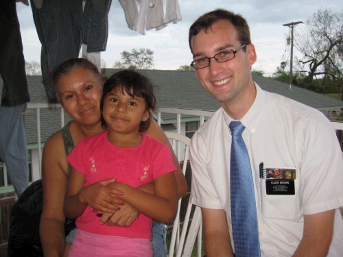 Initially we thought the Casteeda family had moved, but then we were able to find them and visit with them for a few minutes.  She is the mother of 7 boys and one girl -- cute Rosie.