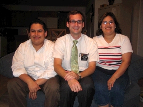 Loren with Myriam and her son Alan -- great members and friends to the missionaries.