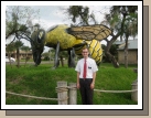 Loren in front of the World's Largest Bee -- everything in Texas is big!