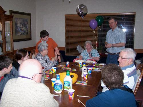 Getting together with Shirley at Sandy Regional for pizza and pie.