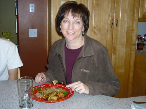 My birthday dinner -- Alan's famous Steak Diane,  I don't know if I can wait another whole year to have it again.  I wonder if he would make it for me for Mother's Day?  Hm....?