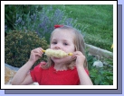 Karen Crapo enjoying her corn on the cob.