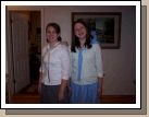 Tess and Madeleine at 5:00 AM!  Look how excited they are to go on the Stake Trek in pioneer clothing!