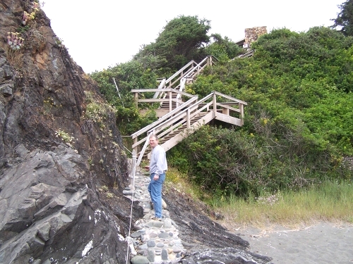 I wasn't kidding when I said there were nearly 100 steps, but I was when I said it was straight down -- obviously not.  There were little benches you could sit on to rest on the way up if you needed to -- not us though....we are all young and spry!