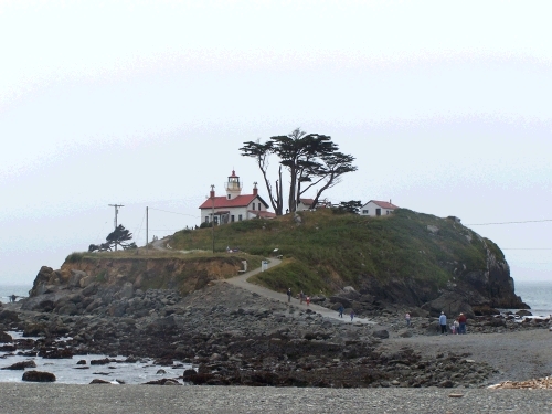 When the tide is high you can't get to the lighthouse by foot.  Consequently there are some cool tide pools when the tide is low.