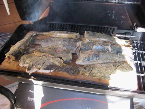 Barbequed trout in honor of what would be Great Grandpa Edward's 100th birthday on July 19th.