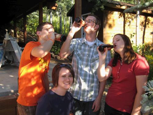 Somehow Tess didn't get the memo to be drinking her root beer.  Oops.