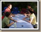 A little card playing while the dinners cook.