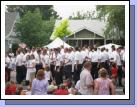 My favorite entry of the parade -- all the local missionaries walking, shaking hands and singing.