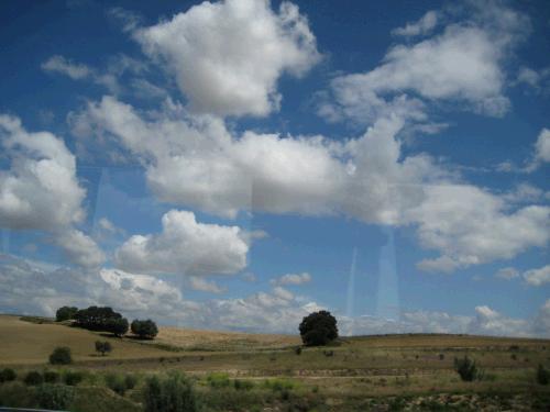 Amazing clouds and the Spanish landscape -- taken on the bus ride back from Badajoz.