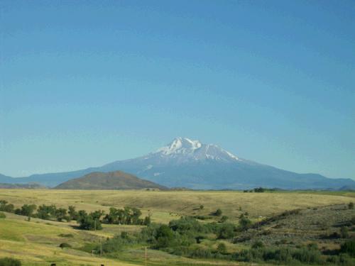 Beautiful Mount Shasta out the window -- some of the drive was really beautiful.  The Nevada desert -- not so much.