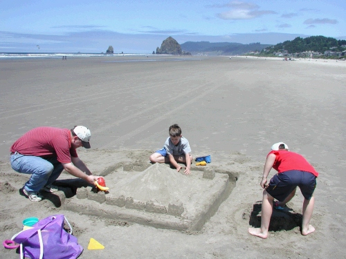 A fun family tradition - making a sandcastle...in this case, a sand pyramid.