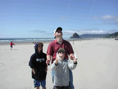 Now it's Clark's turn to try flying the trick kite