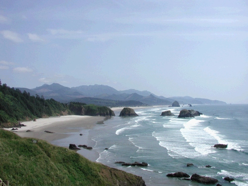 The Oregon coast as seen from Ecola State Park.