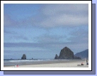 The view of Haystack Rock from our beach house.