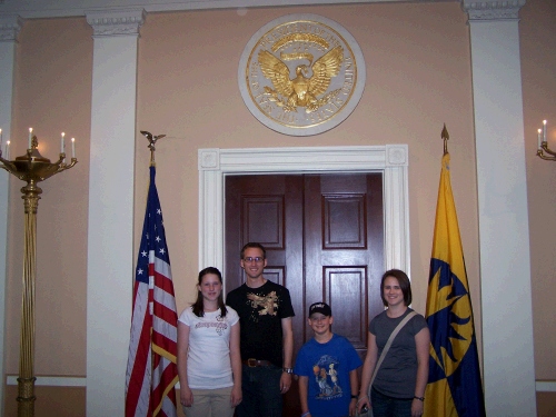 Here are some of the kids - not in front of a door in the White House, just a pretend door in the Museum of American History.