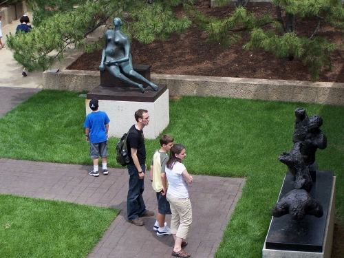 Looking at statues in the Hirshhorn Museum and Sculpture Garden.