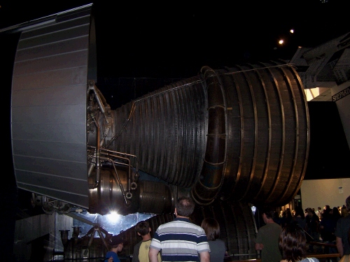 Alan is standing there looking at how big just one rocket engine is - imagine three of them!