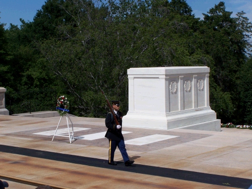 Watching the changing of the Guard at The Tomb of the Unknown Soldier.  Just when we thought it was over, they had a wreath ceremony and another soldier came out and played "Taps" on his bugle - it felt very patriotic to be looking over Washington DC while listening to his bugle.