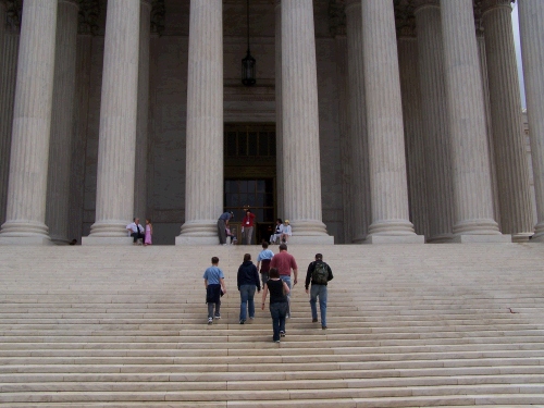 Next stop, The Supreme Court.  We almost managed to have the stairs to ourselves.  How come all the buildings have columns and look like they are made out of marble?