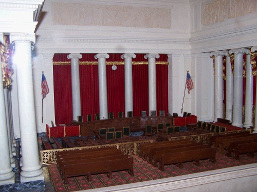 We got to sit in the actual supreme court room and listen to the scoop.  Turns out the highest court in the country is the basketball court that is over the ceiling of the Supreme Court room!  Bet you didn't know that...This is a miniature recreation on diplay because of course, no photos.