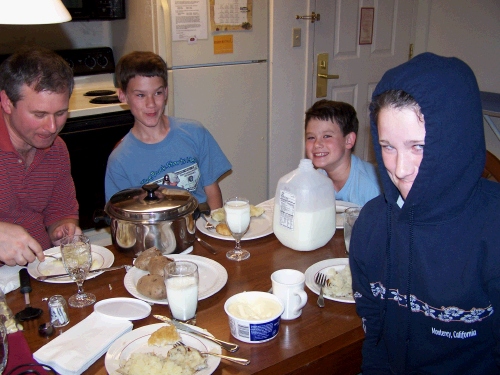 Having dinner in our hotel room - I think Madeleine was tired of having her picture taken - can you blame her?!