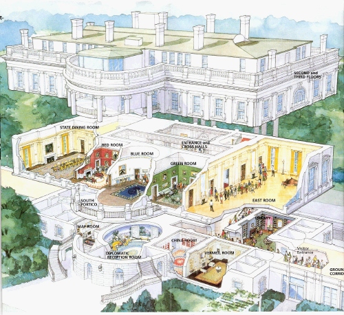 Here is a cut-out of the White House tour showing the rooms that we got to see. 