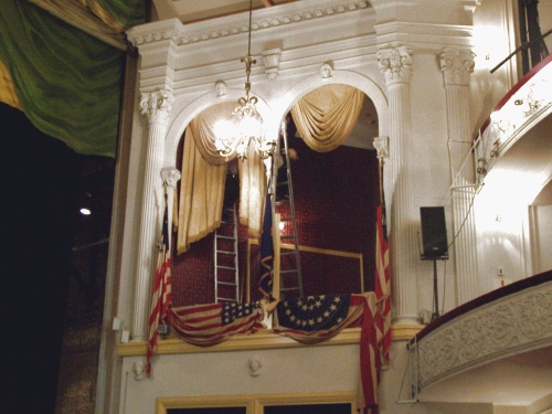 Of course the one day that we are at the Ford Theatre they would be working on the booth where Lincoln was sitting when he was assassinated.  I think it ususally looks a lot better -- no ladders, etc!