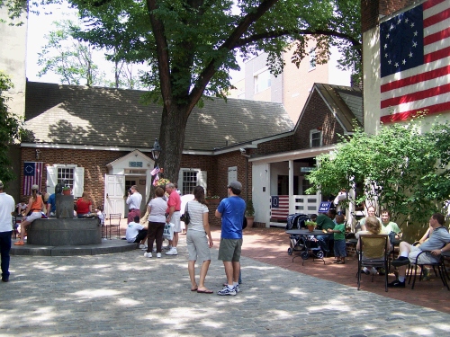 Next stop - Betsy Ross's House.  The questions is, who really made the first flag?  It depends on who you ask - the people at the Smithsonian, or the people who own and run this house.  Hmmm....