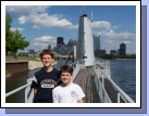 Behind the science center is a real torpedo submarine.  We took the kids on the tour which they thought was really cool.  You can see downtown Pittsburgh in the background.