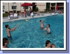 A refreshing evening at the hotel pool after a long day of walking and learning.