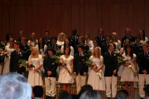 Madeleine is the middle girl in the middle row.  As you can see, Waterford graduates don't wear caps and gowns.  It is actually fairly tricky to find modest white dresses or skirts.  I'm glad the girls are done and we can finnish off with boys who are much easier.