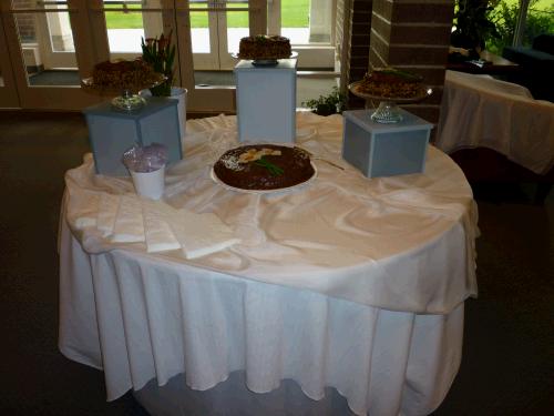 The wedding cakes -- Anne's father Gerry made them all including additional sheet cake that was served to the guests.