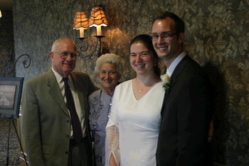 Another picture with the grandparents who arrived home from a month in Europe just in the nick of time for the wedding.