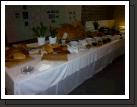 The food table was a cool display of homemade breads and pestos.