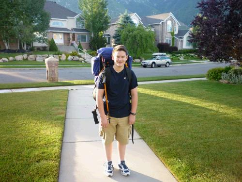 Clark heading off to join the other scouts for an Escalante backpacking  trip. He may have felt loaded down, but it was the smaller 12 year olds who really struggled!