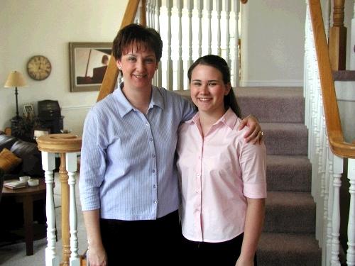 Tess and I ready to head out to the Conference Center to sing in the Young Women Broadcast.  Now, not only have we been on the Internet, we have been on TV!